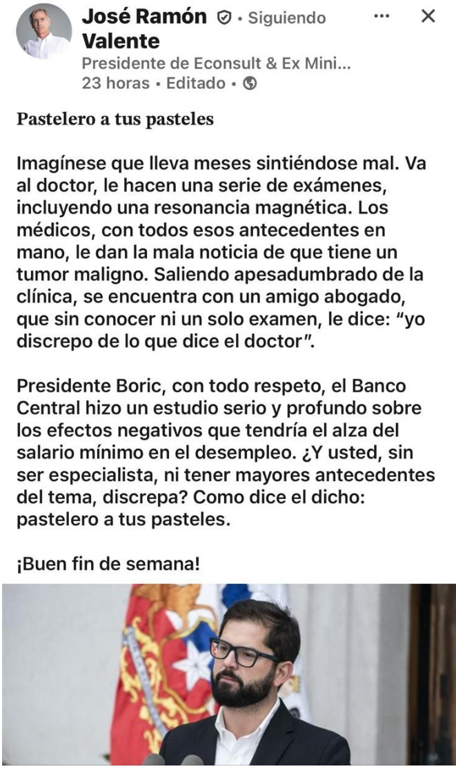 Excelente comentario, que comparte la gran mayoría de los chilenos.