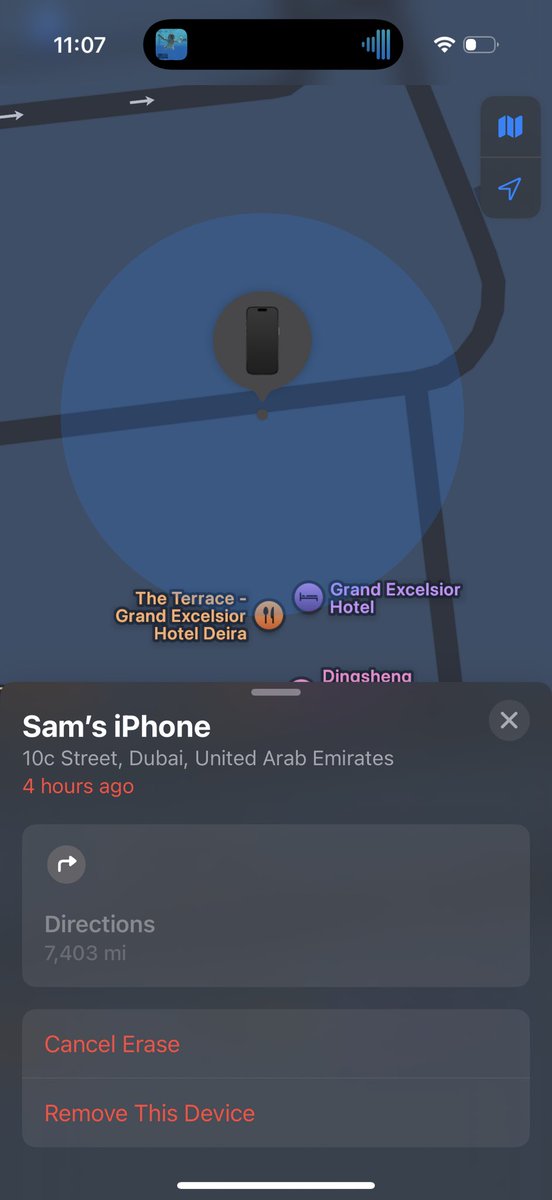 samsearth's tweet photo. @metpoliceuk Wow, my phone is now in Dubai! @DubaiPoliceHQ , hello, my iPhone was stolen in London and is now in Dubai. Can you please help? Here’s where it is showing now on find my. Thank you. https://t.co/ZY2SF1qDQZ