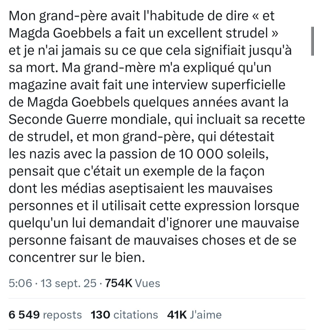 Souvenez-vous de cette histoire la prochaine fois que vous verrez une interview complaisante de Marine Le Pen, Jordan Bardella ou Louis Sarkozy.
Moi je sais déjà que je vais pas mal m'en servir.