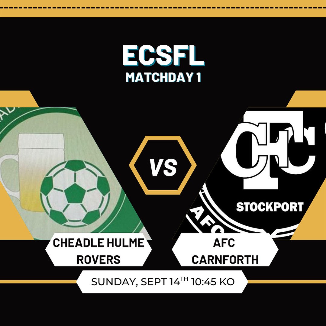 Tomorrow we face Cheadle Hulme Rovers in our first league game of the season! 🖤🤍🖤🤍

Lavey Ave, SK8 2JB