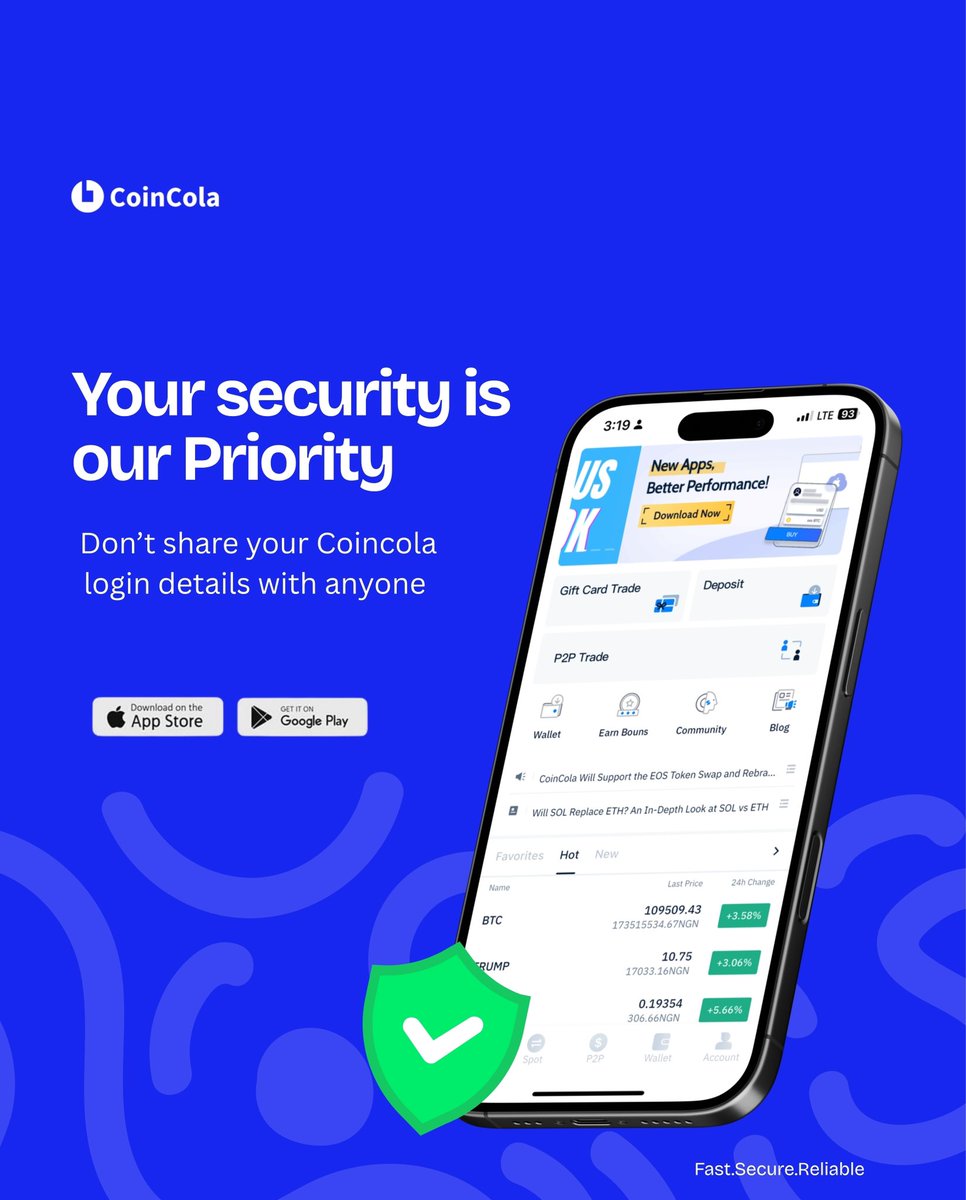 BeckyMoses15618's tweet photo. Your security comes first with CoinCola Global! Enjoy protected transactions and secure data. Fast, seamless payments await! Never share your login details. Stay safe!
Visit https://t.co/x3k5S1yjiE
#CoinCola #CoinColaAmbassador #CoinColaP2P https://t.co/FLrymV2qet