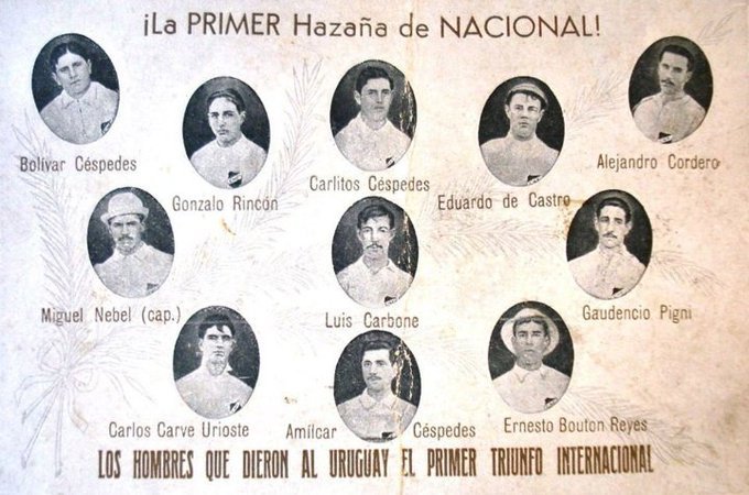 Uruguay_Futbol_'s tweet image. Un 13/9/1903 @Uruguay derrotaba 3-2 a @Argentina y obtenía su primer triunfo de la historia.
En 1902 había sido derrota 0-6 en Mdeo. Para el duelo del año siguiente ningún club quería ceder jugadores, salvo @Nacional.
Uruguay jugó con los 11 del tricolor y ganó de visita en Bs As