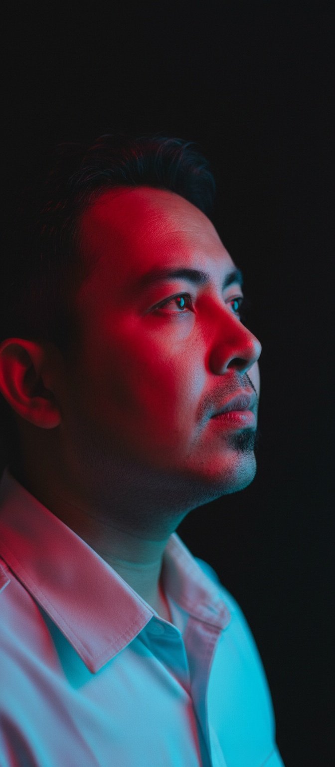 cinematic men profile red light portrait