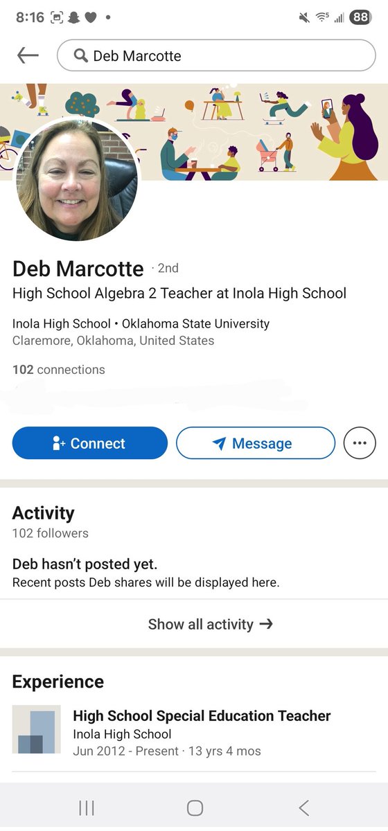 oufanatic21_ks's tweet image. Can we get some help with this one?  Debra Marcotte is a teacher at Inola High School in Inola, OK.  She needs to be fired!  She was just hired back this year.  She is vile and evil and has no business being around kids.