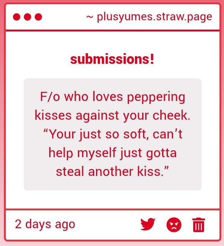 PlusYumes's tweet photo. sub //

f/o who loves to pepper kisses against your cheek!!! "your so soft i cant help but steal another kiss.." https://t.co/1sfzjjJKMi