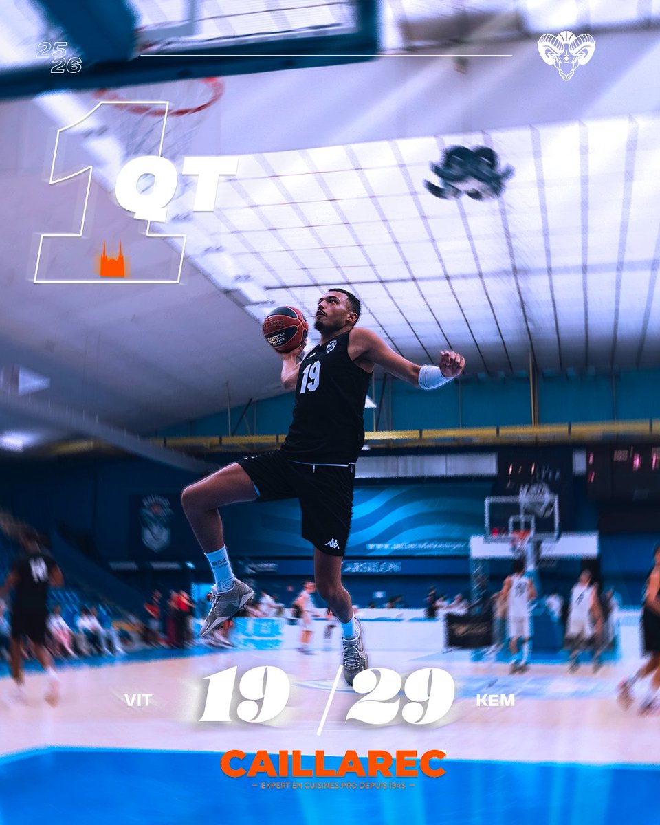 𝗖𝗮𝗶𝗹𝗹𝗮𝗿𝗲𝗰 𝘃𝗼𝘂𝘀 𝗽𝗿𝗲́𝘀𝗲𝗻𝘁𝗲 𝗹𝗲 𝘀𝗰𝗼𝗿𝗲 𝗱𝗲 𝗰𝗲 𝗽𝗿𝗲𝗺𝗶𝗲𝗿 𝗾𝘂𝗮𝗿𝘁-𝘁𝗲𝗺𝗽𝘀 !
Énorme premier acte de nos Béliers !
Menés de 7 points dès le début de match a cause de la différence de division, les hommes de Thibault Wolicki mènent déjà de 10 pts.