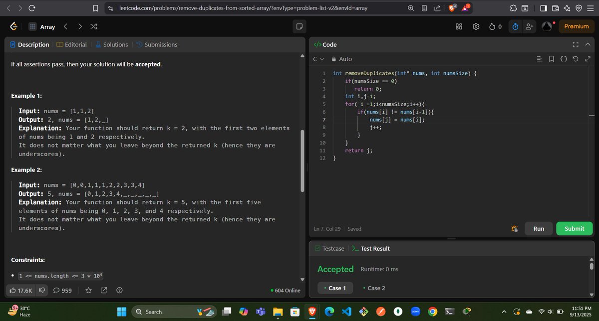 codewithGenZ's tweet image. Day 74🚀: #100daysofcode : #GeeksforGeeks
Today i solved problem on #LeetCode
-Remove Elements
-Remove Duplicate Elements
#C_language #100daysofchallenge #codinglife #LearnInPublic #learnprogramming #programmer #coder #CodingJourney #codewithGenZ #BuildYourself #Hackathon