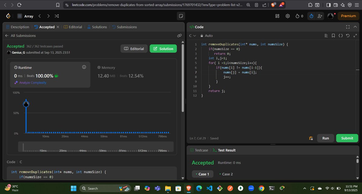 codewithGenZ's tweet image. Day 74🚀: #100daysofcode : #GeeksforGeeks
Today i solved problem on #LeetCode
-Remove Elements
-Remove Duplicate Elements
#C_language #100daysofchallenge #codinglife #LearnInPublic #learnprogramming #programmer #coder #CodingJourney #codewithGenZ #BuildYourself #Hackathon