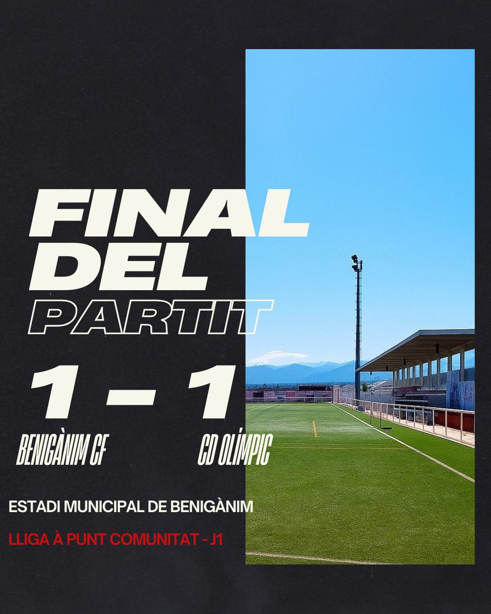 ⏱️🔚 90’+6 | 1-1 | Final del #BenigànimOlímpic a l'estadi municipal de Benigànim!

25/26 UNITS, IMPARABLES