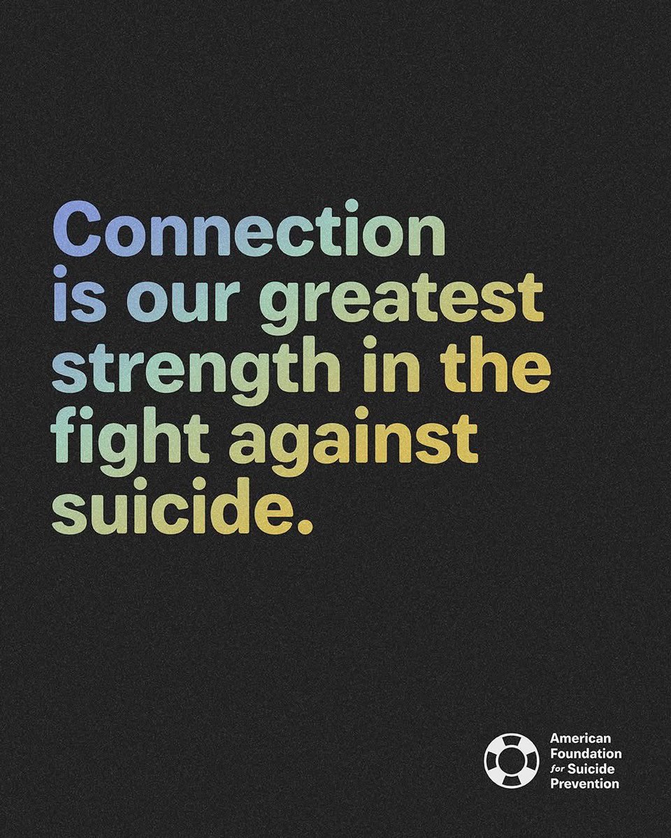 As #NationalSuicidePreventionWeek comes to an end, we want to reiterate the importance of connection in the fight against suicide. 

Together, we can raise lifesaving funds, conduct critical suicide prevention research, deliver education programs, provide support for those who’ve