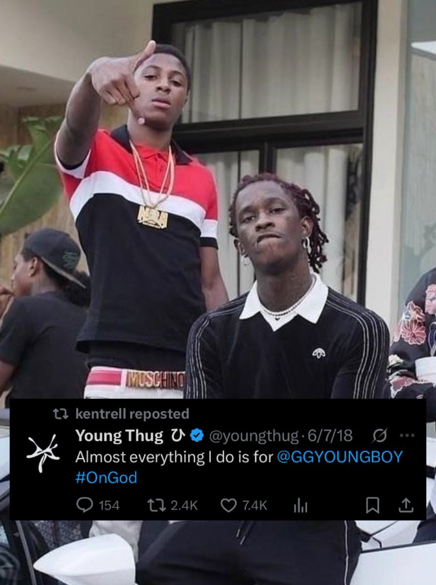 YoungboySource's tweet photo. NBA YoungBoy reposted a old tweet from Young Thug 👀 https://t.co/9jrSAE731r