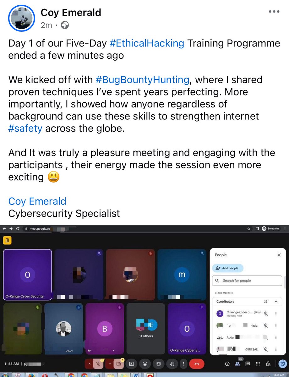 CoyEmerald1's tweet image. Day 1 of our Five-Day #EthicalHacking Training Programme on #BugBountyHunting wrapped up a few minutes ago!

And I hope everyone enjoyed the session and found it valuable 🤷‍♀️

@CoyEmerald1 
Cybersecurity Specialist