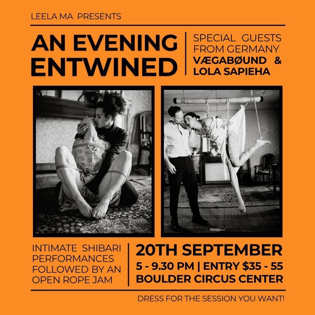 GoodLoveProject's tweet image. Experience the captivating beauty of rope. An Evening Entwined—two world-renowned rope artists from Germany join local visionary Leela DeLieto. Open Rope Jam to follow. All experience levels welcome.  multi.pa/CS1q 
RSVP early and bring your rope and spirit of consent