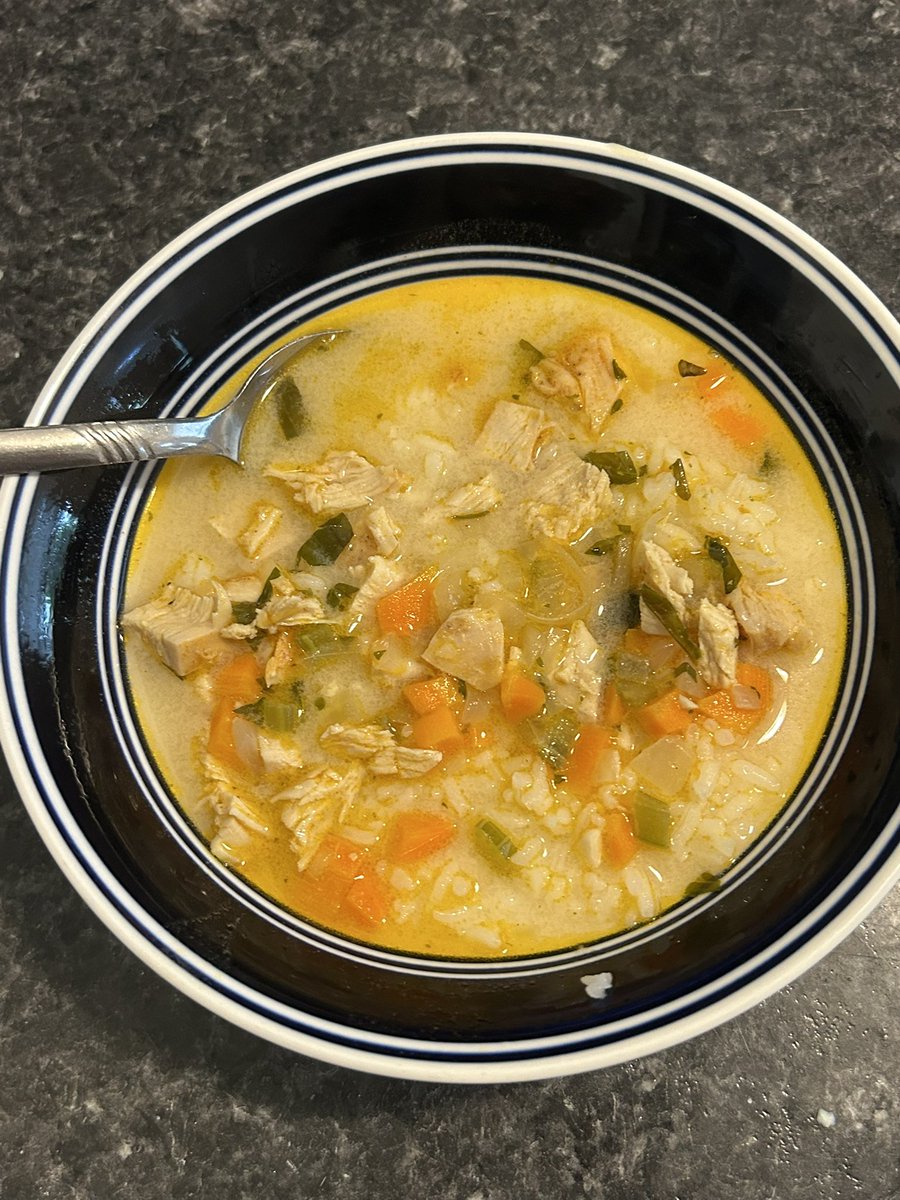 came up w a new recipe for chicken soup today. rly good over white rice