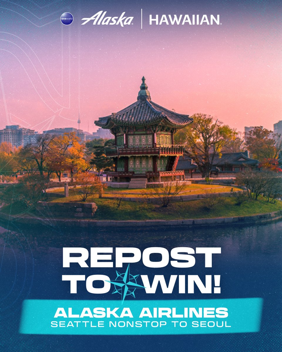Seattle Mariners (@mariners) on Twitter photo ✈️ REPOST TO WIN ✈️
On Fan Appreciation Night, our friends at <a href="/AlaskaAir/">Alaska Airlines</a> are giving away 2️⃣ nonstop, roundtrip tickets to their newest destination: Seoul, South Korea! Just hit that repost button to enter for a chance to win! #TridentsUp ✈️ REPOST TO WIN ✈️
On Fan Appreciation Night, our friends at <a href="/AlaskaAir/">Alaska Airlines</a> are giving away 2️⃣ nonstop, roundtrip tickets to their newest destination: Seoul, South Korea! Just hit that repost button to enter for a chance to win! #TridentsUp