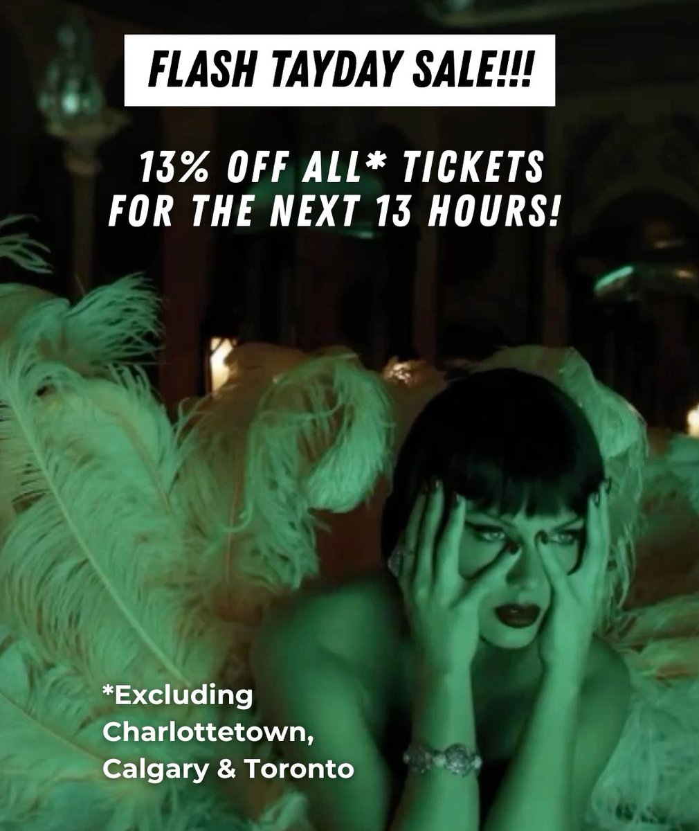 It’s the final “13th” before Showgirl… celebrate with 13% off tickets to our release parties for the next 13 hours ❤️‍🔥