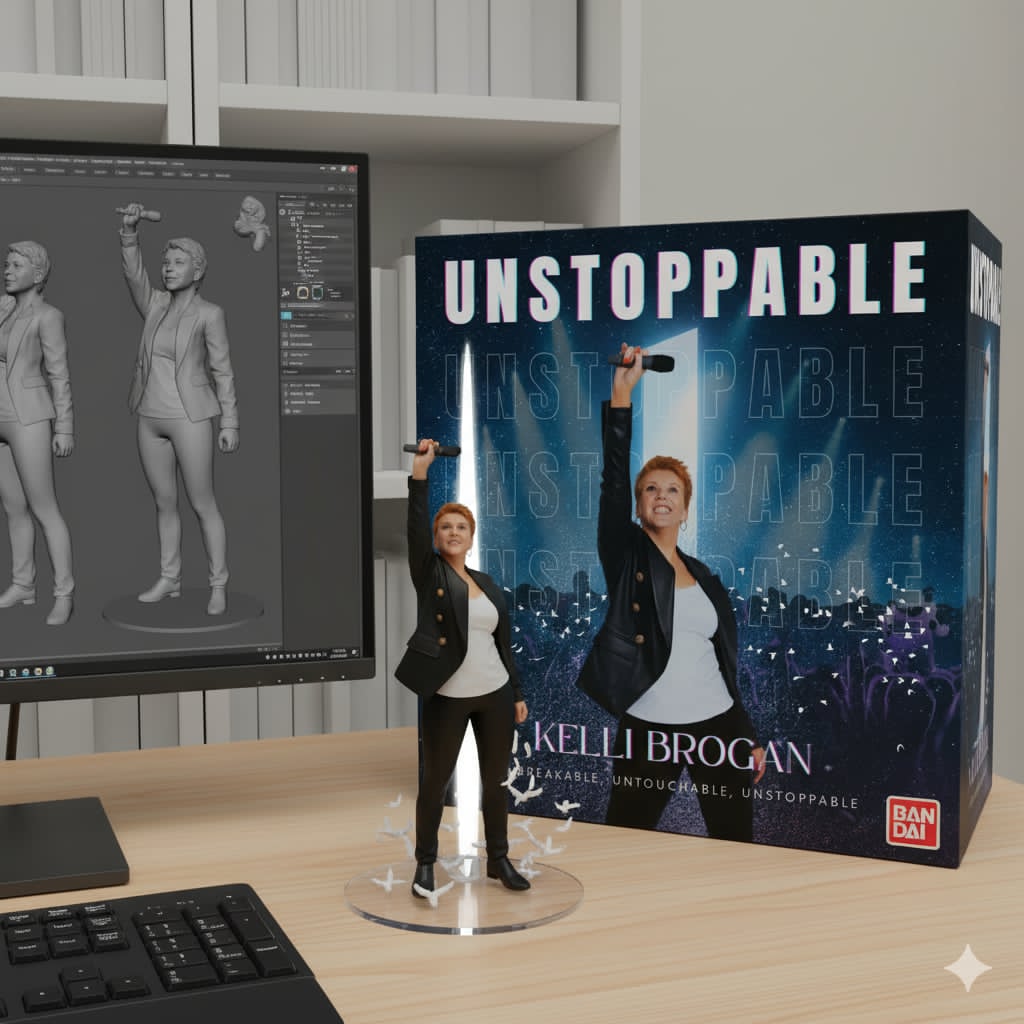 I remind everyone that we are all unstoppable! 🚀💖 This desk model embodies the spirit of chasing dreams and breaking barriers. Thank you to the fan who sent it to me. 
What inspires you to keep going? Drop your thoughts below! #UnstoppableSpirit #kellibrogan #motivation
