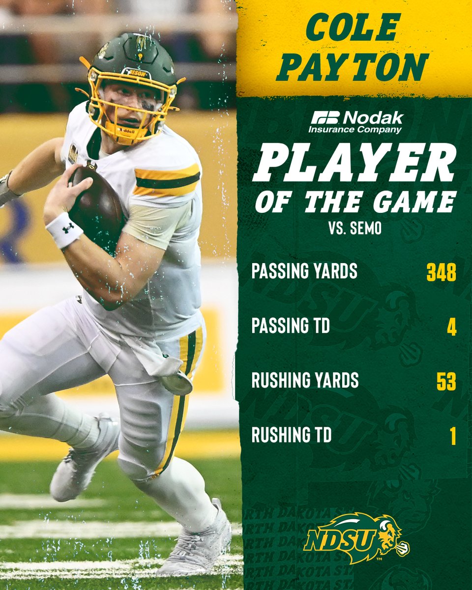 Cole Payton threw for 348 yards -- the 3rd-most in a game in NDSU history.