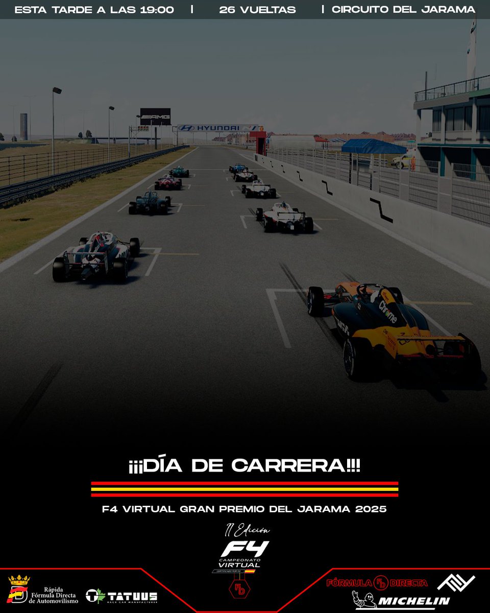 F4virtual's tweet image. 🔴 ¡DÍA DE CARRERA! 🔴

🏁 F4 Virtual Gran Premio del Jarama

📺 A las 19:00 en twitch.tv/formula_directa

#F4Virtual #AssettoCorsa