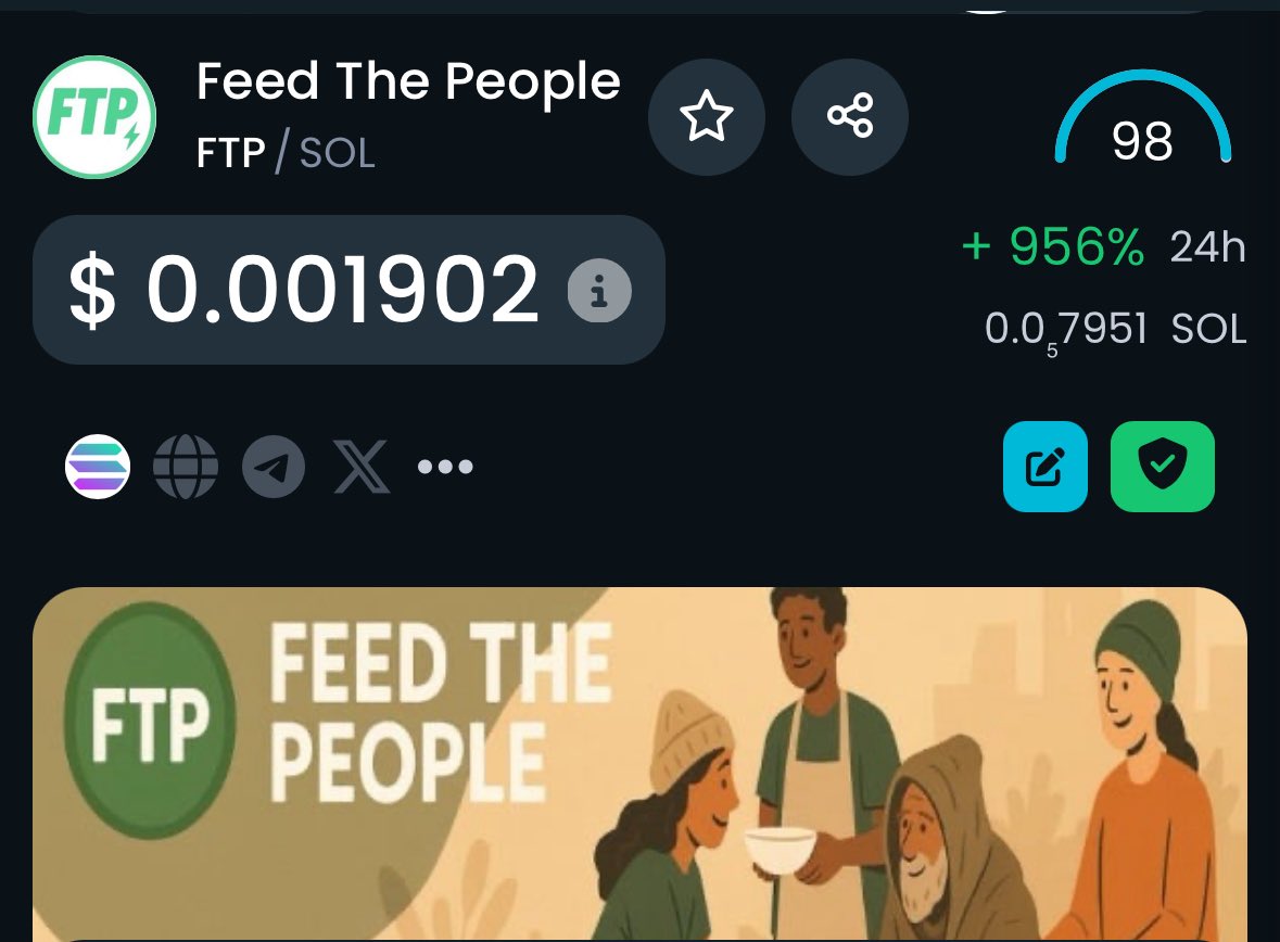 $FTP / <a href="/ftponsol/">Feed The People</a> 

Send it to 1B just for the cause💯

3x up on day 2 🔥