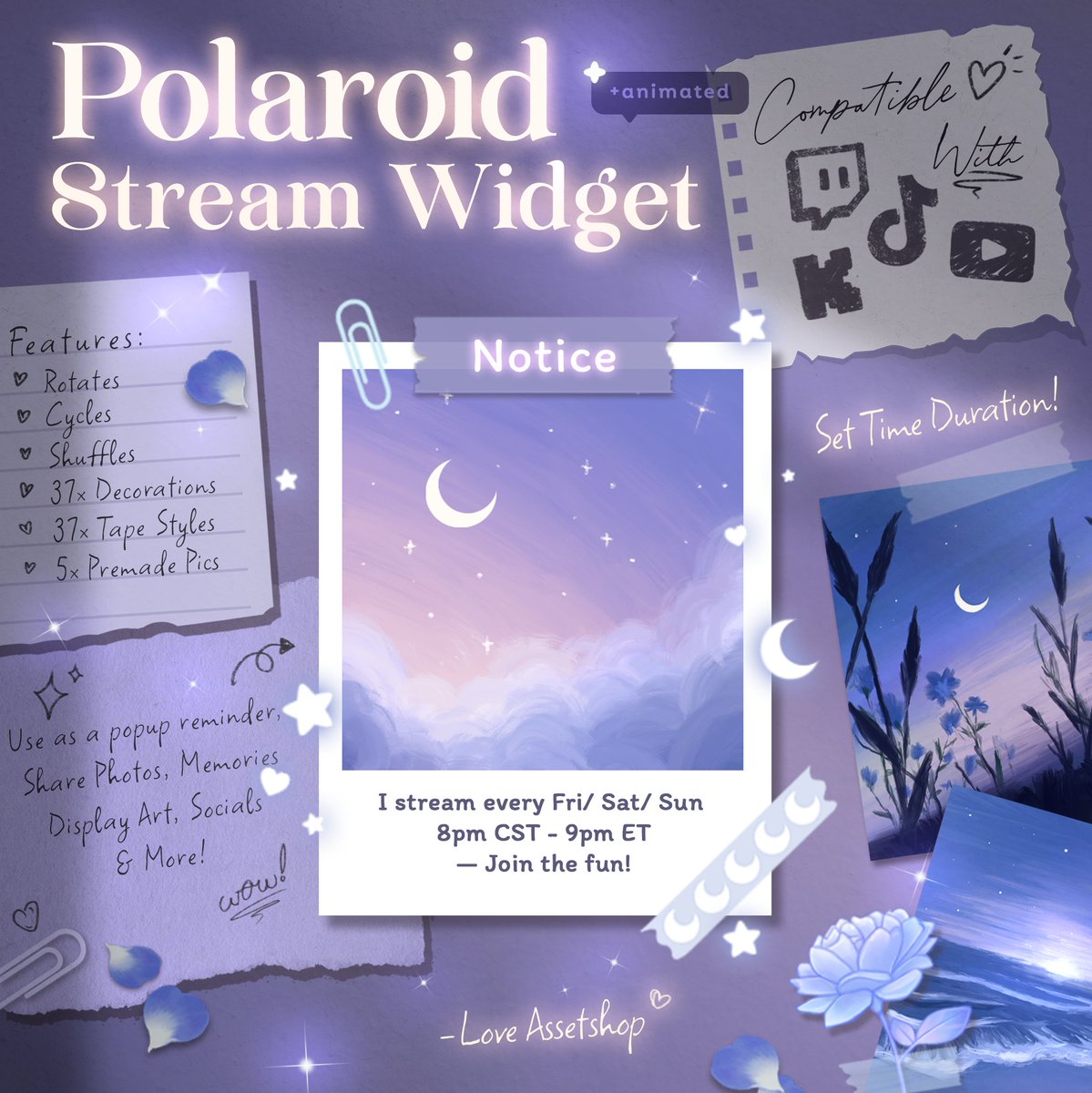 📸𝐏𝐨𝐥𝐚𝐫𝐨𝐢𝐝 𝐑𝐨𝐭𝐚𝐭𝐨𝐫 / 𝐏𝐨𝐩𝐮𝐩 𝐀𝐥𝐞𝐫𝐭 ~! 
Easily display photos, art, memories, announcements, social links, news, events, and more!
┊✦ 10x Slides (optional) 
┊✧ Set Time Duration or Always Running
┊✦ Choose your own Photos, Text, Colors, &amp; more!