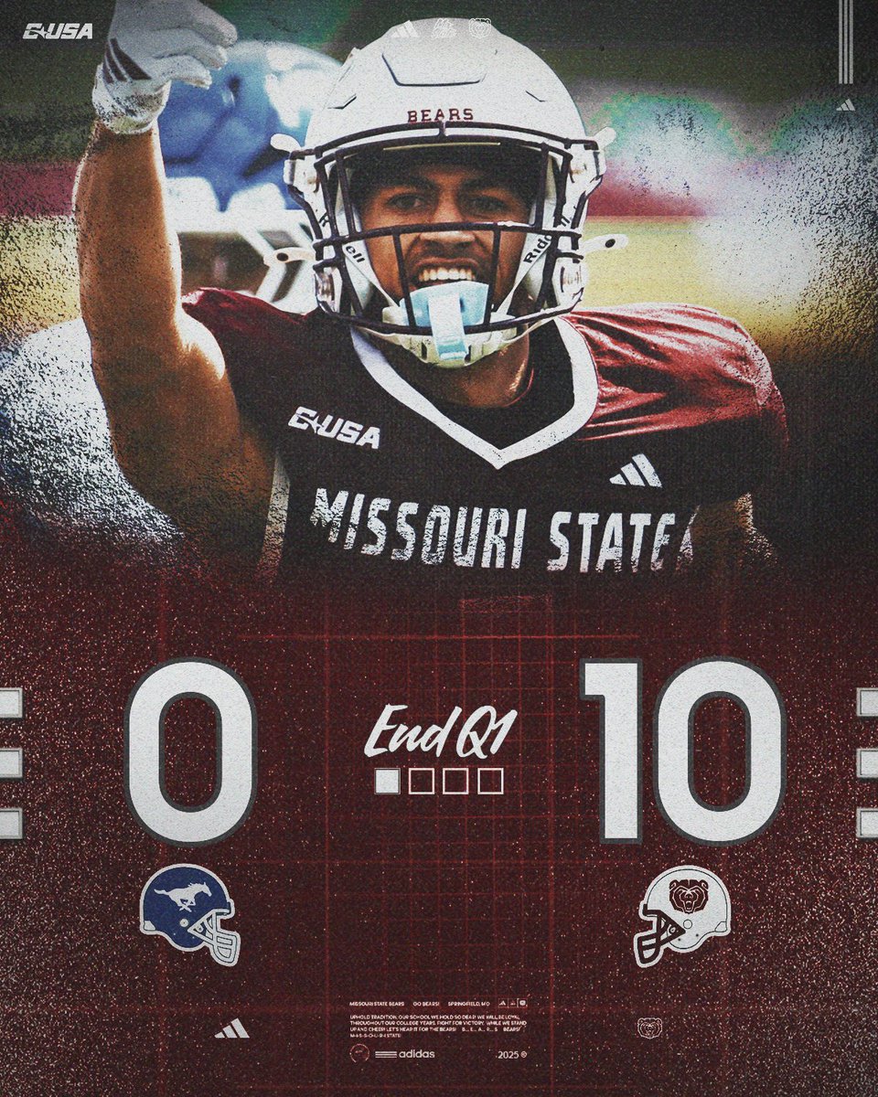 MoStateFootball's tweet photo. One quarter down. Three to go. 🐻💪

#OutHitOutHustle | #ProveIt https://t.co/EHLJ3caYo8