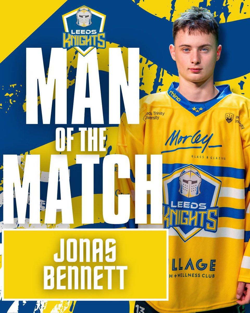 MAN OF THE MATCH

The award for tonight goes to 🥁🥁🥁🥁 JONAS BENNETT on his home debut! 🏰

We play Telford Tigers next weekend at the Castle for our home league opener where we will be defending our 3 in-a-row league champion status. We need your support Knights fans. Loud.