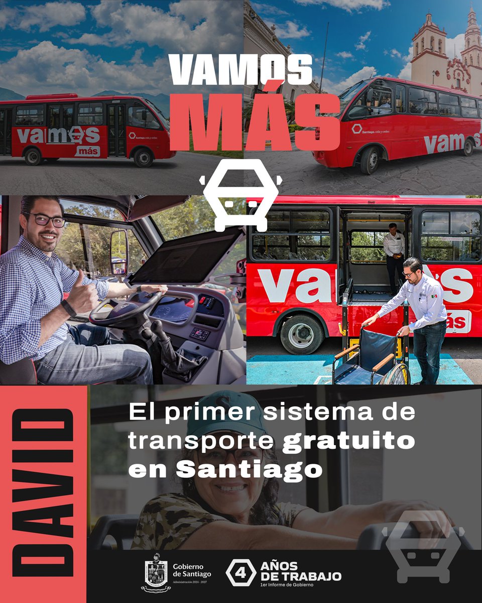 stgogob's tweet photo. ¡Más y mejores oportunidades para Santiago!
Por primera vez nuestro municipio cuenta con transporte y servicio médico completamente gratuitos, ademas, continuamos con becas para impulsar a nuestras niñas, niños y jóvenes.

#4toInforme #Santiago #LoHacemosMejor https://t.co/aLjVODj54H