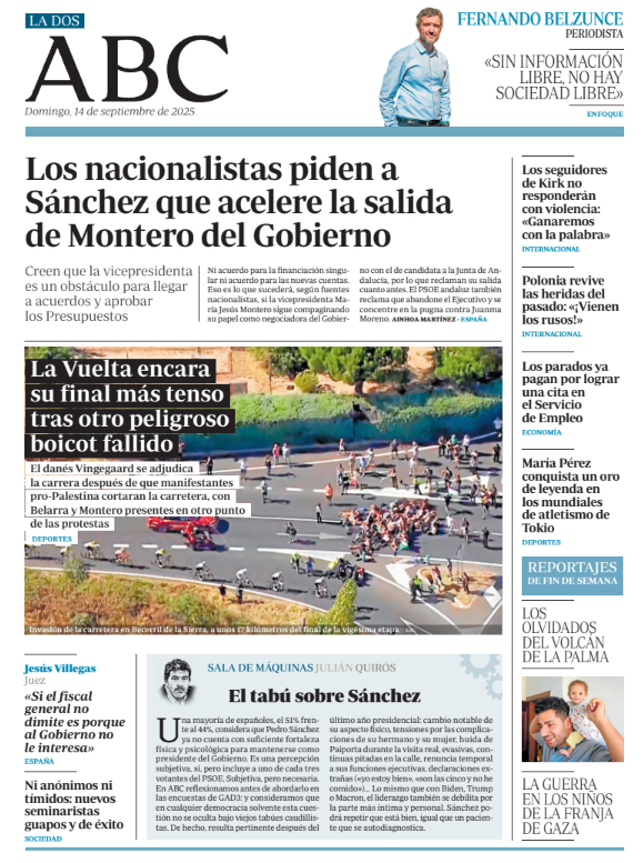 abc_es's tweet photo. 📰 La portada y la Dos de ABC. Pronto, en @abckioskoymas
#Portadas #PortadaABC https://t.co/XZqdBaM3AG