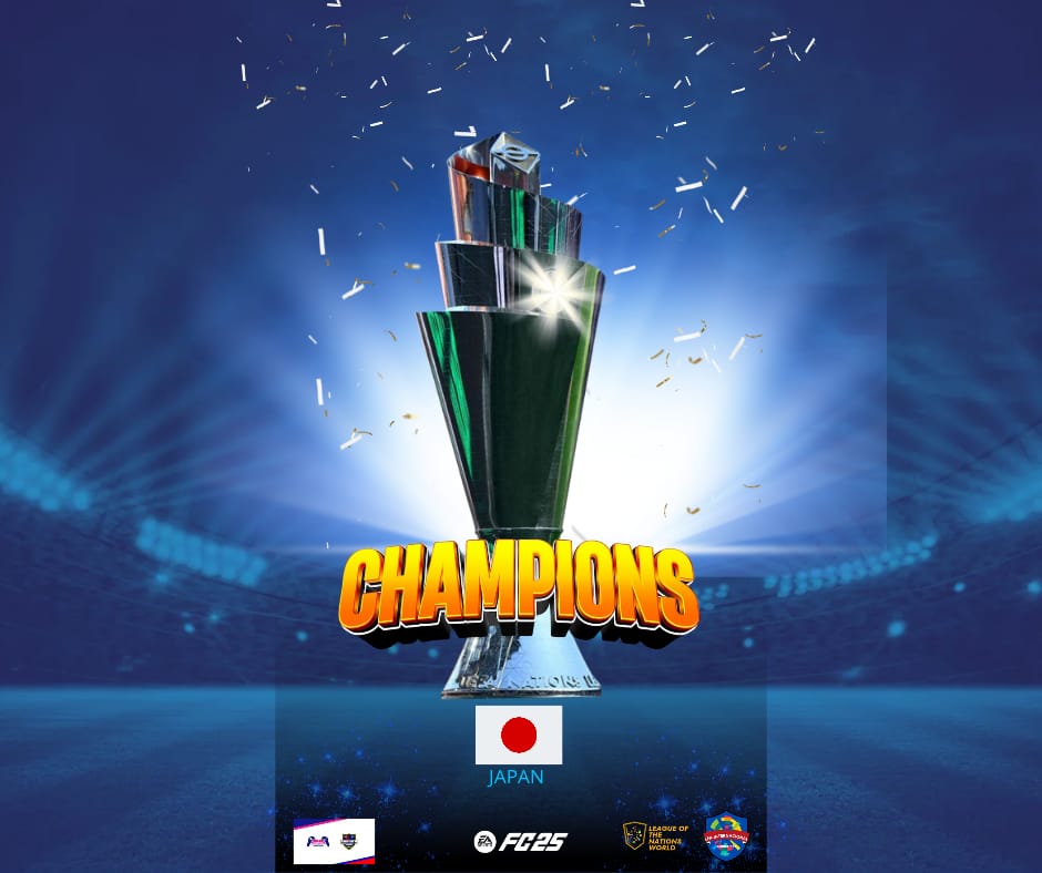 ⚽LFA INTERNATIONAL INDEPENDENT Nations League⚽

🏆CHAMPIONS🏆

🇯🇵Japan🇯🇵

✨Congratulation✨

#FC25 #EAFC25 #EAFCClubs #ProClubs #ClubsPro #Asia #Africa #Europe #Oceania #SouthAmerica #NorthAmerica #NationsLeague #Winner #Champion　#Share #Repost #Retweet #RP #RT #11v11