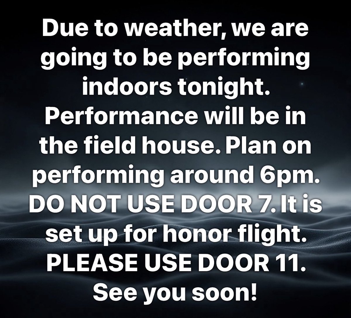 An announcement about our community performance tonight!