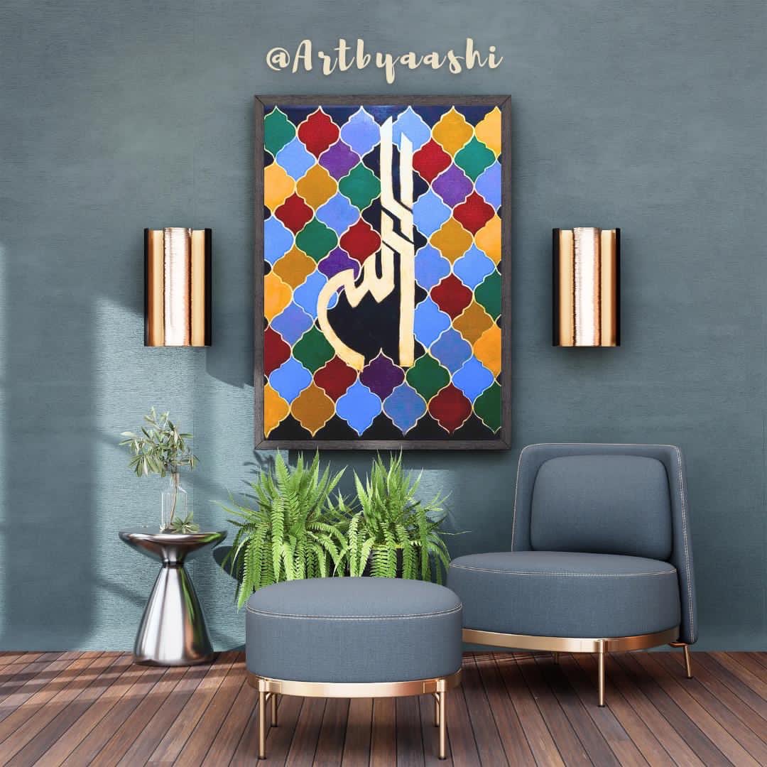 Allah Humma 💙 💫 
.
.
.
🔹️Khat <●> Kufic
🔹️Details <●> Written On Canvas
🔹️Calligrapher <●> @ayesha_alam_zehri
🔹️Size <●> 30 by 25 Inches
🔹️Material <●> Oil On Canvas
🔹️Medium <●> Oil Paint
ORDER NOW to Get Your Commission Work.
DM For More Details.
.