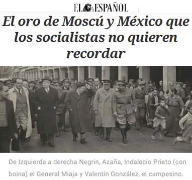 Hoy hace 89 años se produjo el mayor robo de la historia de España.

El 72% del oro del Banco de España, las 4ª mayores reservas del mundo, fueron expoliadas por el gobierno socialista con 2 destinos: la URSS y el 'exilio dorado' de algunos políticos en México.

#MemoriaHistorica
