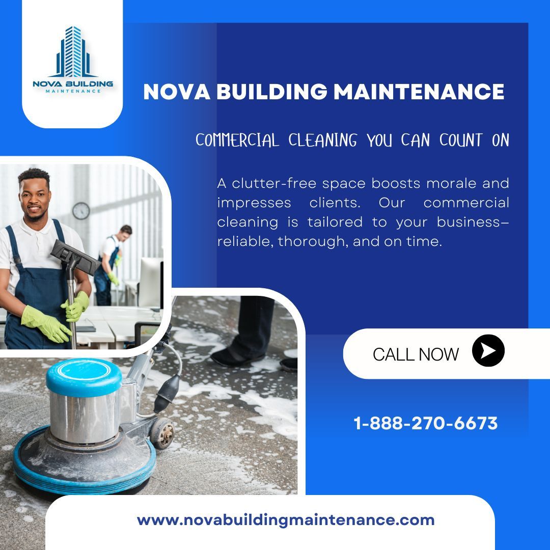 NovaMaintenance's tweet image. A clutter-free space boosts morale and impresses clients.
Our commercial cleaning is tailored to your business—reliable, thorough, and on time.
Discover our offerings:

#CommercialCleaning #CleanWorkspace #BusinessCare