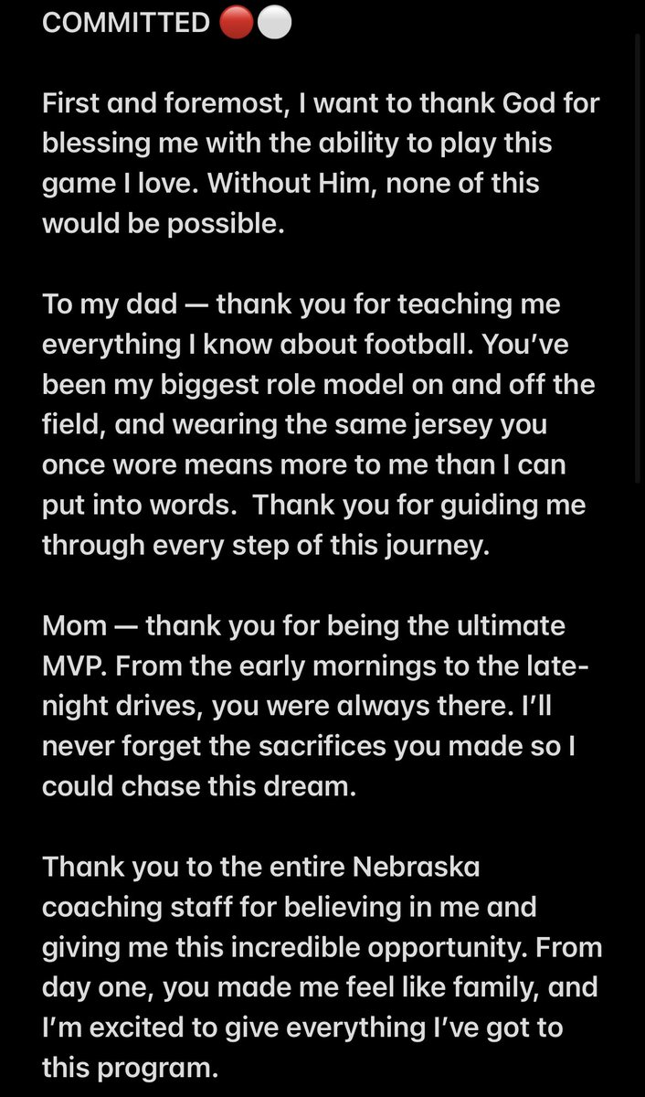 MattErickson__'s tweet image. I’m 100% COMMITTED to the University of Nebraska! GO BIG RED! 🌽🏈
#GBR #Committed
@CoachMattRhule @DonovanRaiola
@CoachCoeling @CoachEJbarthel