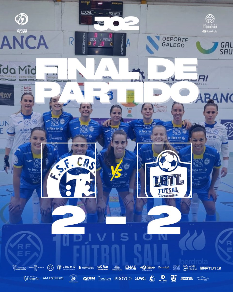 LBTLFutsal's tweet photo. 🔚 Final de la jornada 2

FSF Castro Bloques Cando 2
La Boca Te Lía Futsal Alcantarilla 2

#blueeagles #partido #futbolsala #futbolsalafemenino #primeraiberdrolafs #lbtl #lbtlfutsal #alcantarilla #Murcia https://t.co/2wTjsPWd9W