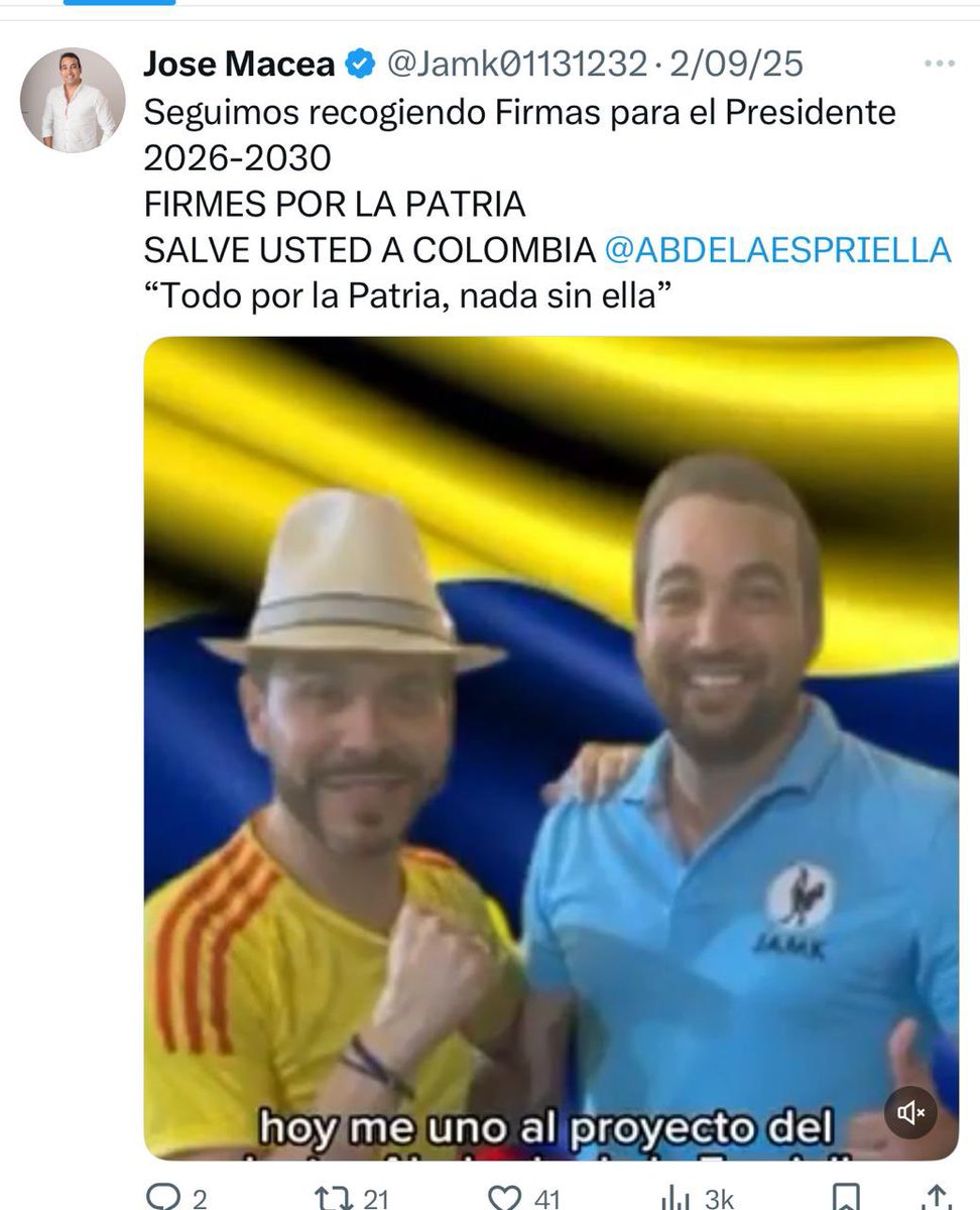 Ciudadano de la Calle (@monteriacitizia) on Twitter photo Nos informan nuestras fuentes que el polémico extorsionista y proxeneta <a href="/Jamk01131232/">Jose Macea</a> es expulsado de mov. #DefensoresDeLaPatria y repudiado por <a href="/CeDemocratico/">Centro Democrático</a>. Se dice que pidió 50 millones para llenar 100 planillas de firmas y no ha entregado la primera. Nos informan nuestras fuentes que el polémico extorsionista y proxeneta <a href="/Jamk01131232/">Jose Macea</a> es expulsado de mov. #DefensoresDeLaPatria y repudiado por <a href="/CeDemocratico/">Centro Democrático</a>. Se dice que pidió 50 millones para llenar 100 planillas de firmas y no ha entregado la primera.