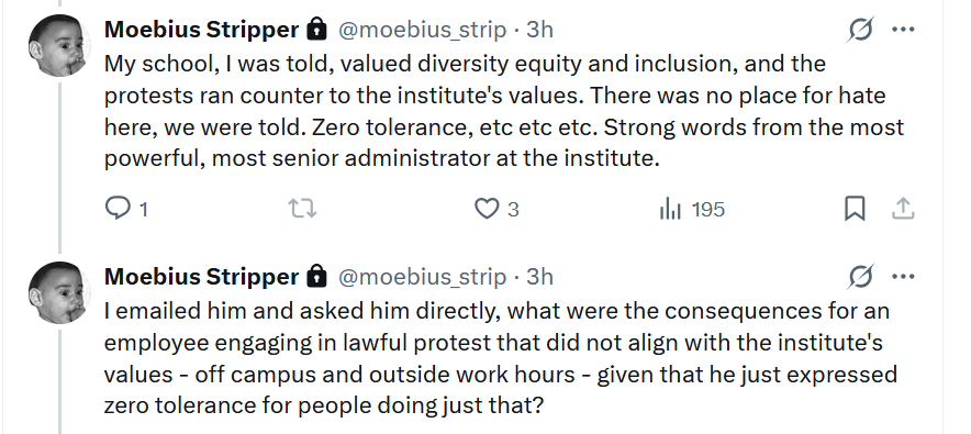 judyrudin's tweet photo. A Canadian post-secondary tragi-comedy, in several parts.
They are nothing if not reliable in their ability to fashion unquestioning compliance as 'heroic...'
...while serving up a heaping helping of 'timidity' in facing legitimate inquiry.
#StateofUs #cdnpoli #bcpoli https://t.co/shkZTLY3mG
