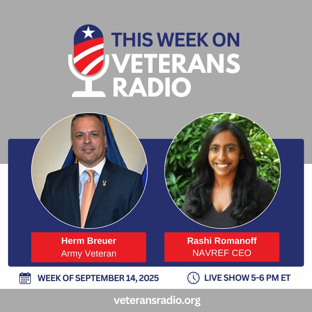 veteransradio's tweet photo. Host Jim Fausone talks with Army veteran Herm Breuer about his effort to help Vietnam vet Ken David secure the MOH. We also speak with Rashi Romanoff, CEO of NAVREF, about how her organization supports vital VA medical research and innovation nationwide.

https://t.co/1J5PWvYhoB https://t.co/n7MMQzx3lt