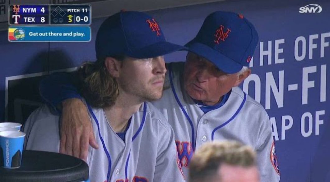 Since this talk in the dugout with Terry Collins after a bad start vs. the Texas Rangers on 6-6-17, Jacob deGrom is 62-39 in 158 games started with a 2.30 ERA, 1,251 strikeouts, and back to back Cy Young award winner in 2018 and 2019. Terry got deGrom to LOCK IN!#Mets #LFGM #LGM