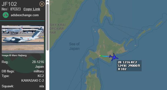 FMilcoms's tweet photo. #JAPANESEAIRFORCE #JF 102 #87CD23
OPULO OMOTO OGDEN
FL310
Heading NE.
JF 101 #87CDE4 also departed RJCJ.
#AtlanticEagles https://t.co/lJkUKRTIqq