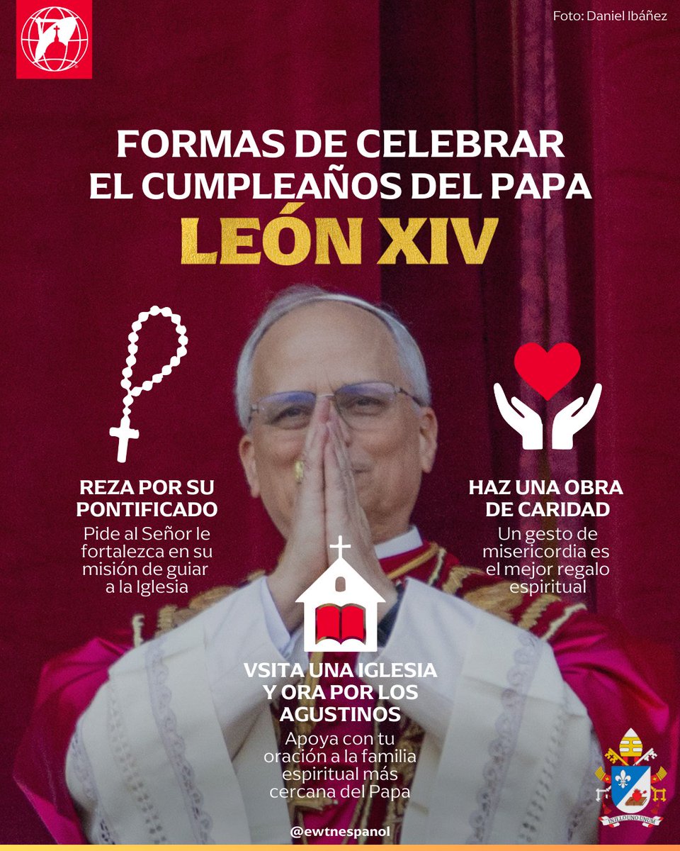 ¡Feliz cumpleaños, Papa Leo XIV!
Este 14 de septiembre el Santo Padre cumple 70 años, acompañémoslo con nuestras oraciones y mis mejores deseos 🎉🙏