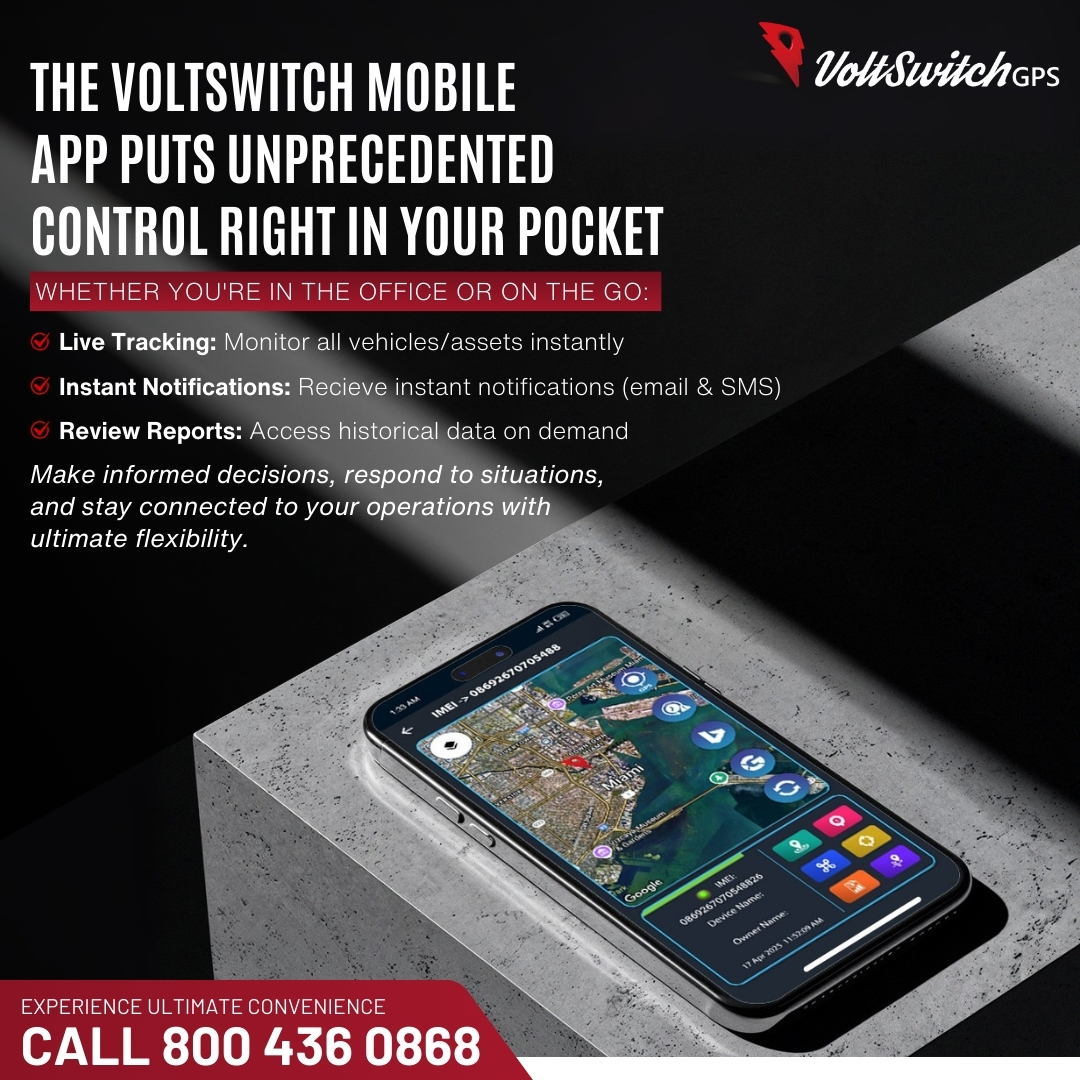 VoltSwitchGPS's tweet photo. Manage your fleet, on your terms, from your phone.
Experience ultimate convenience.
Download the Voltswitch GPS App today
or Call us for assistance: +1 800-436-0868

#VoltswitchGPS #MobileApp #FleetOnTheGo #RemoteManagement #GPSTrackingApp #AppSolution #4G #GPS https://t.co/wvZl7lvlDI