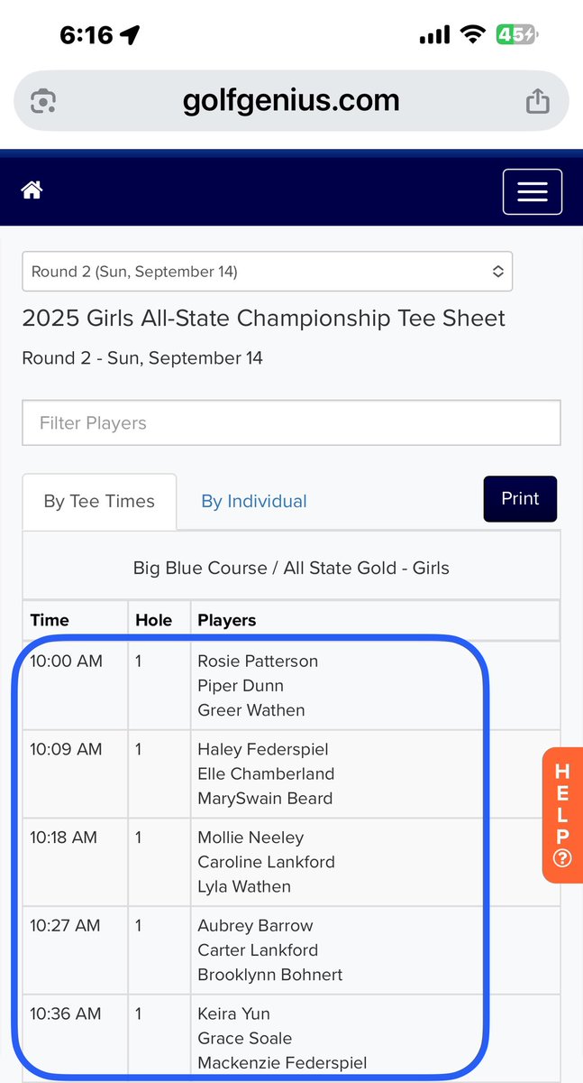 Ladies hung in today in Round 1 of All-State Championship to shoot 308 (+20). Currently sitting in🥈 just 5 back of Madison Central. Played back 9 at +5 &amp; finished with great momentum as Carter slam dunked it on 18 for eagle 3 from 82 yds. 18 more holes for Coaches State Title.