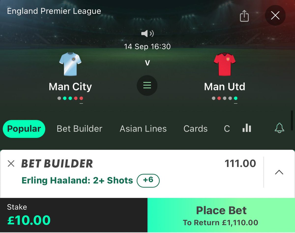 GodTipsterr's tweet image. MEGA STAT BUILDER FOR MAN CITY V MAN UNITED ⚽️🏴󠁧󠁢󠁥󠁮󠁧󠁿 
111/1 👀

💸IF THIS WINS 10 OF YOU GET £25 EACH💸

❤️YOU MUST LIKE AND RETWEET / COMMENT FOR A BONUS ENTRY❤️

(Check comments for full bet)
