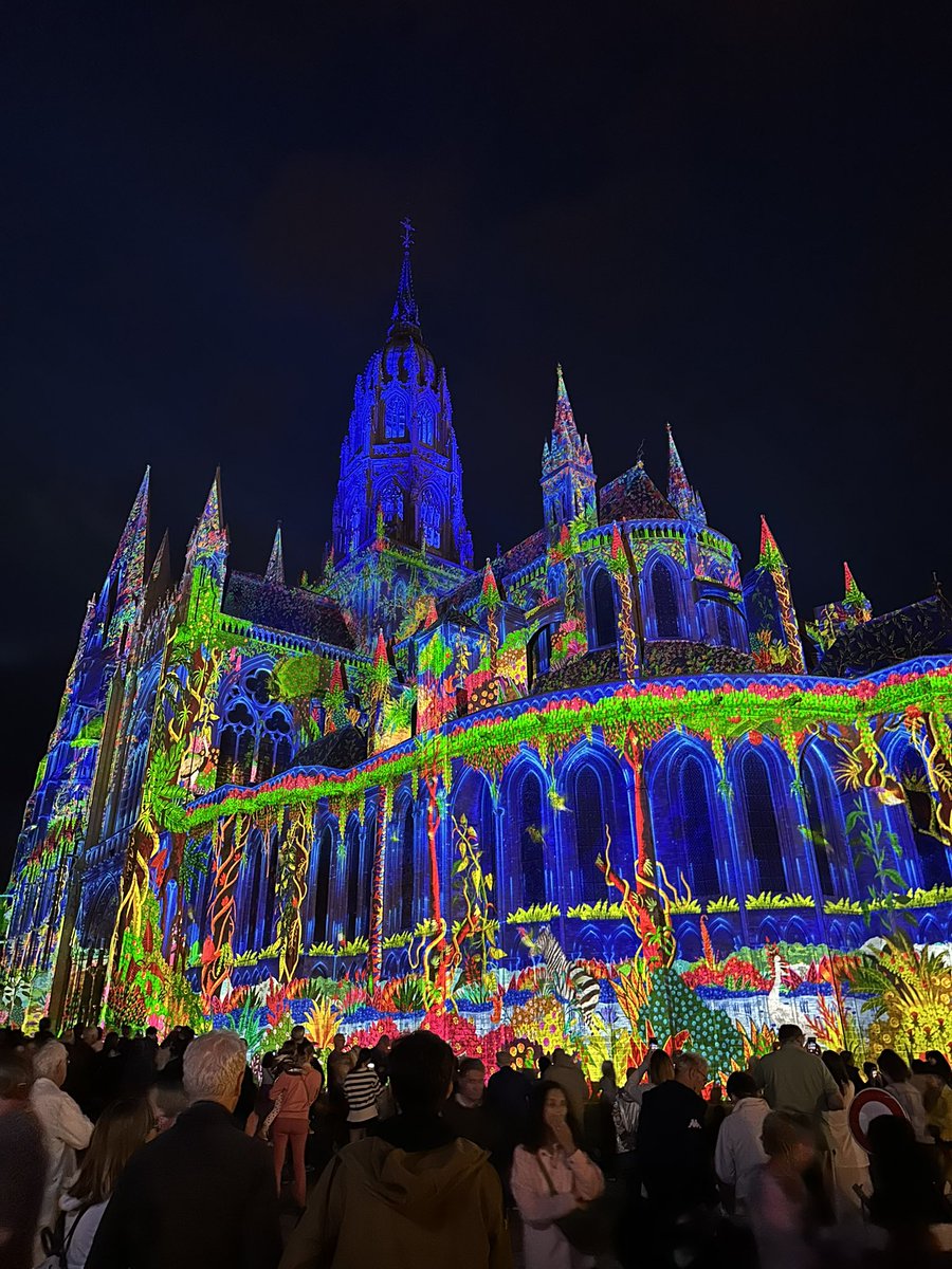 AlainThomasOff's tweet image. Merci aux 50 000 spectateurs, 
soit 4 fois la population de la Ville de  @BayeuxOfficiel, venus du 8 juillet au 30 août 2025 admirer la magnifique Cathédrale Notre Dame sublimée par les peintures féériques d’Alain Thomas ! 🌠