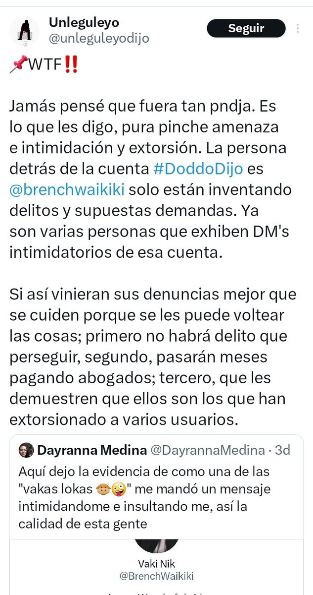 AnneMetalera's tweet photo. Acosas a otra mujer #Brench la acusas falsamente de ser multi cuentas, sin pruebas ni datos duros y apoyas a otra acosadora parte de tu grupúsculo #Dayranna llamando "Vaquitas" de modo burlesco a un grupo de mujeres. #Metro https://t.co/79u4hMCezb