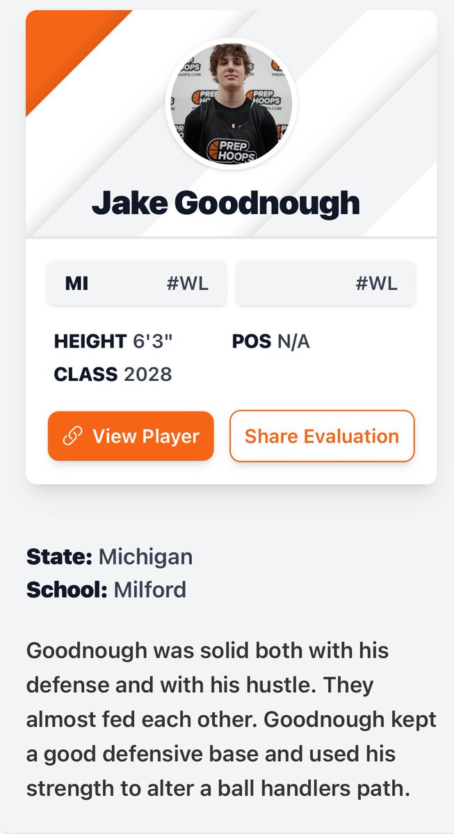 <a href="/JakeGoody_4/">Jake Goodnough</a> had a great showing at the Prep Hoops Sophomore Showcase last weekend. Jake is ready to take the next step this upcoming season for Milford.