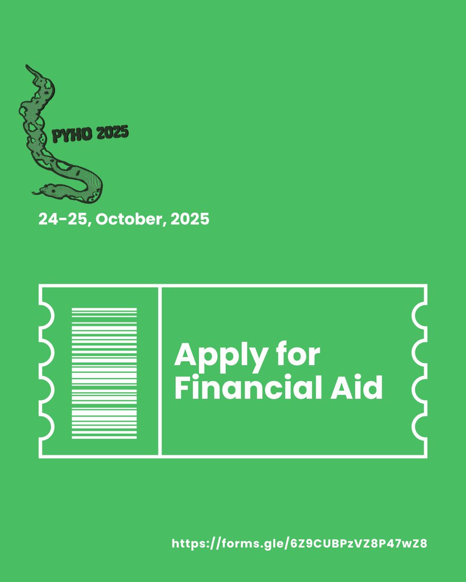 🚨 Opportunity Alert!

Want to attend #PyHo2025 but need support?
💡 Apply for our Financial Aid Program and get the chance to learn, network, and grow with the Python community in Ho! 🐍

📅 Oct 24–25, 2025
📍 UHAS, Ho – Volta Region
🔗 Apply now: forms.gle/6Z9CUBPzVZ8P47…