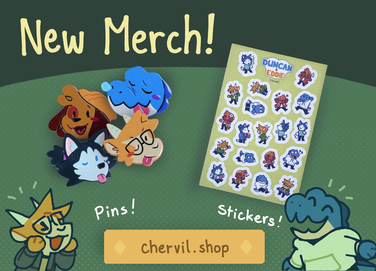 hi all!! we're doing a limited run of some NEW MERCH, testing the waters for an official shop down the line! come check it out and support the comic! &lt;3